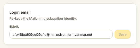 The login email card