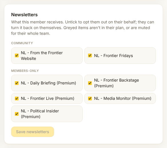 The newsletter switches