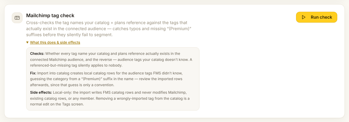 The Mailchimp tag check