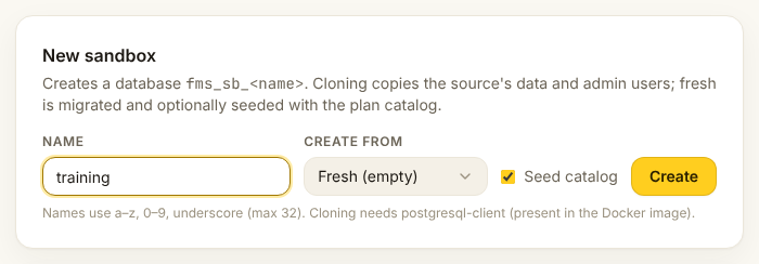 The new sandbox form