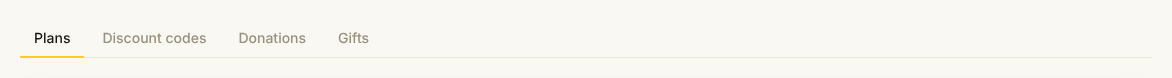 Sub-tabs under the Plans title