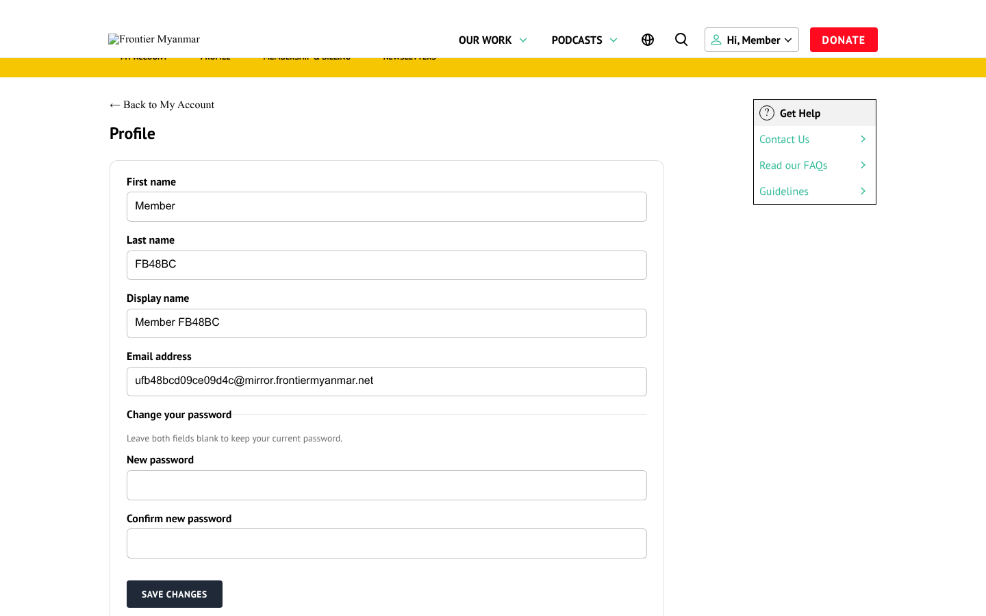 The profile form